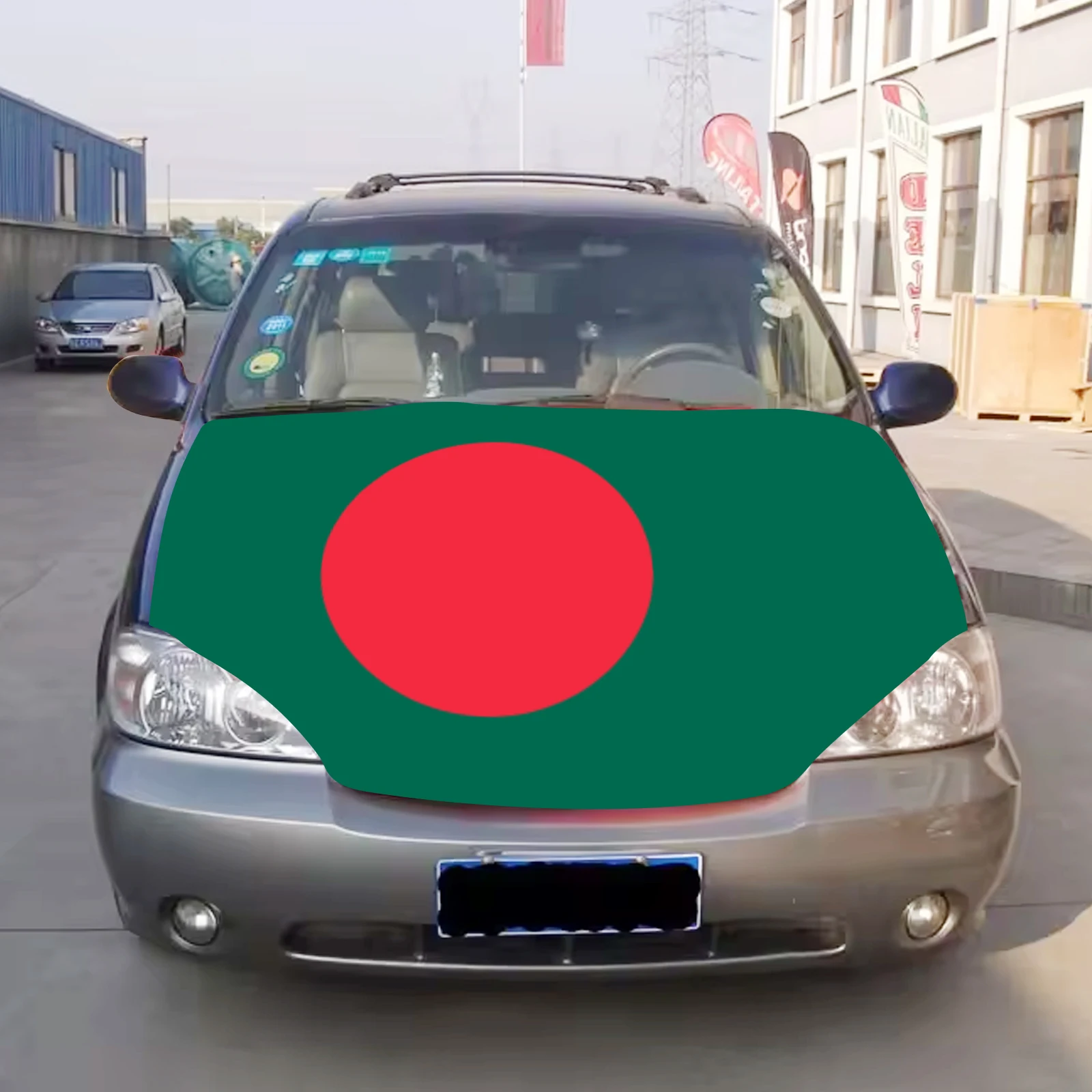 Bangladesh Car Hood Cover Flag  Universal Size Elastic Polyester 120x150cm for Car Decor