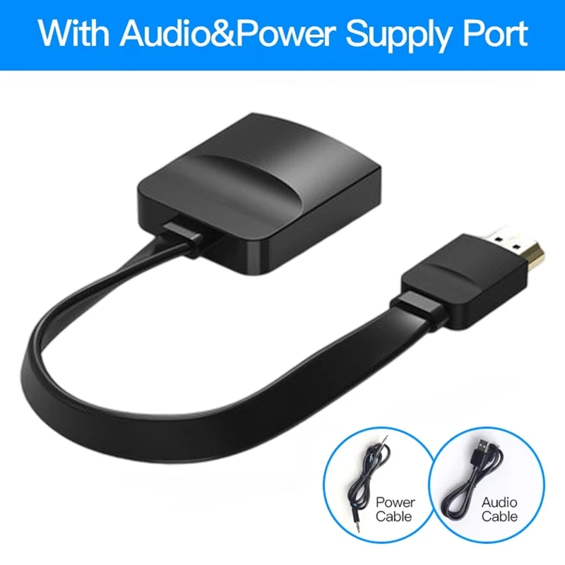Super Sale HDMI-Compatible to VGA Adapter Digital to Analog Video Audio Converter Cable for Laptop Display Conversion A