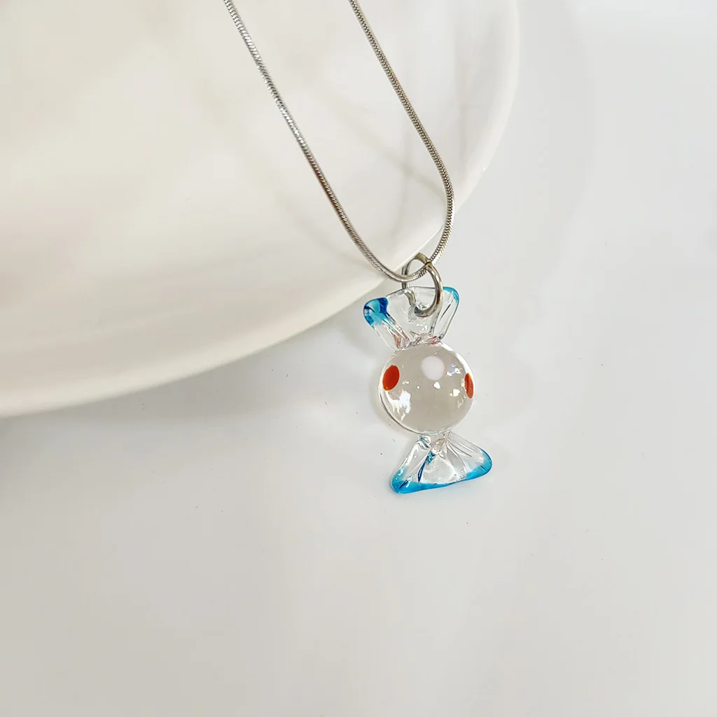 1PCS 15x29mm Colorful Candy Pendant Charm Necklace For Women Muran Lampwork Glass Summer Beach Gift Sands Jewelry Cheap Item