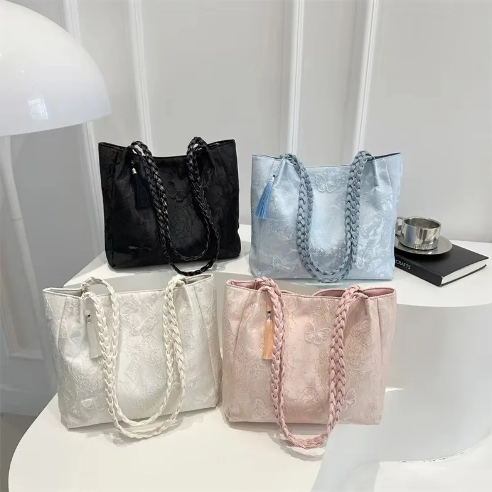New Texture Leisure New Chinese Style Shoulder Bag Versatile Antique Hanfu Element Tote Bag Large Capacity Work Storage Bag Gift
