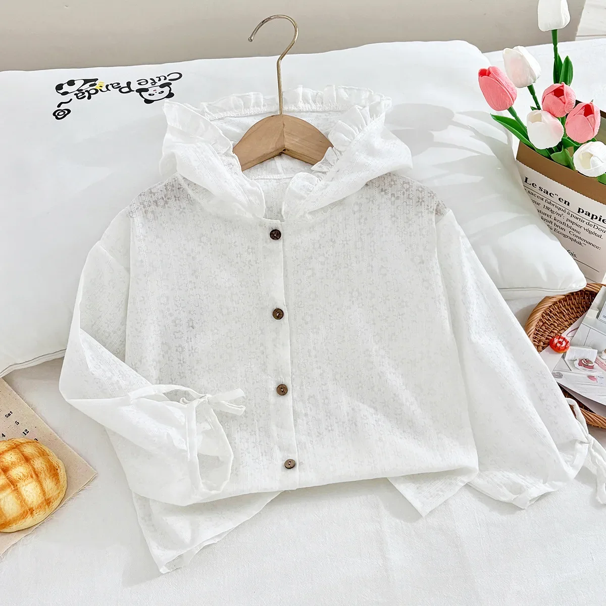 Girls Summer Thin Sun-protective Jacket Baby Breathable Hooded Cute Lace Floral Lightweight Coat Jackets Toddler Casual Clothing