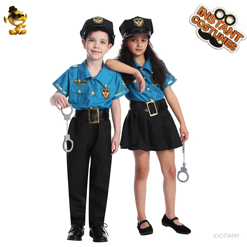 

Children's Police Role Play Costume Boys Girls Kids Army Police Uniform Military Police Costume Halloween Party Masquerade Set