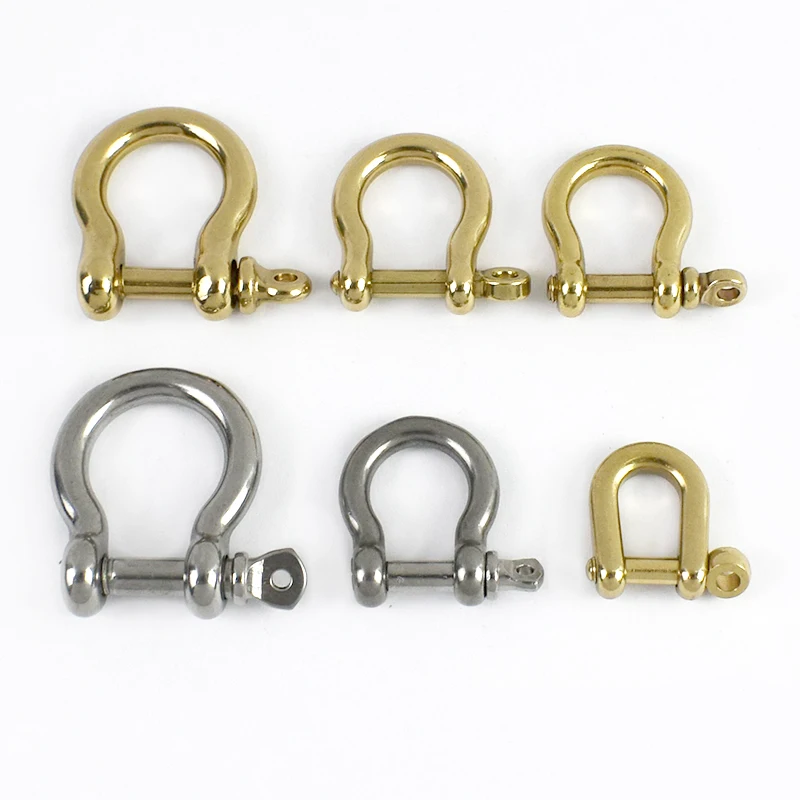 

2/5P 6-10mm Horseshoe Buckle Solid Brass/Stainless Steel Carabiner D Ring Hook Wirerope Connector Detachable Bow Shackle Buckles