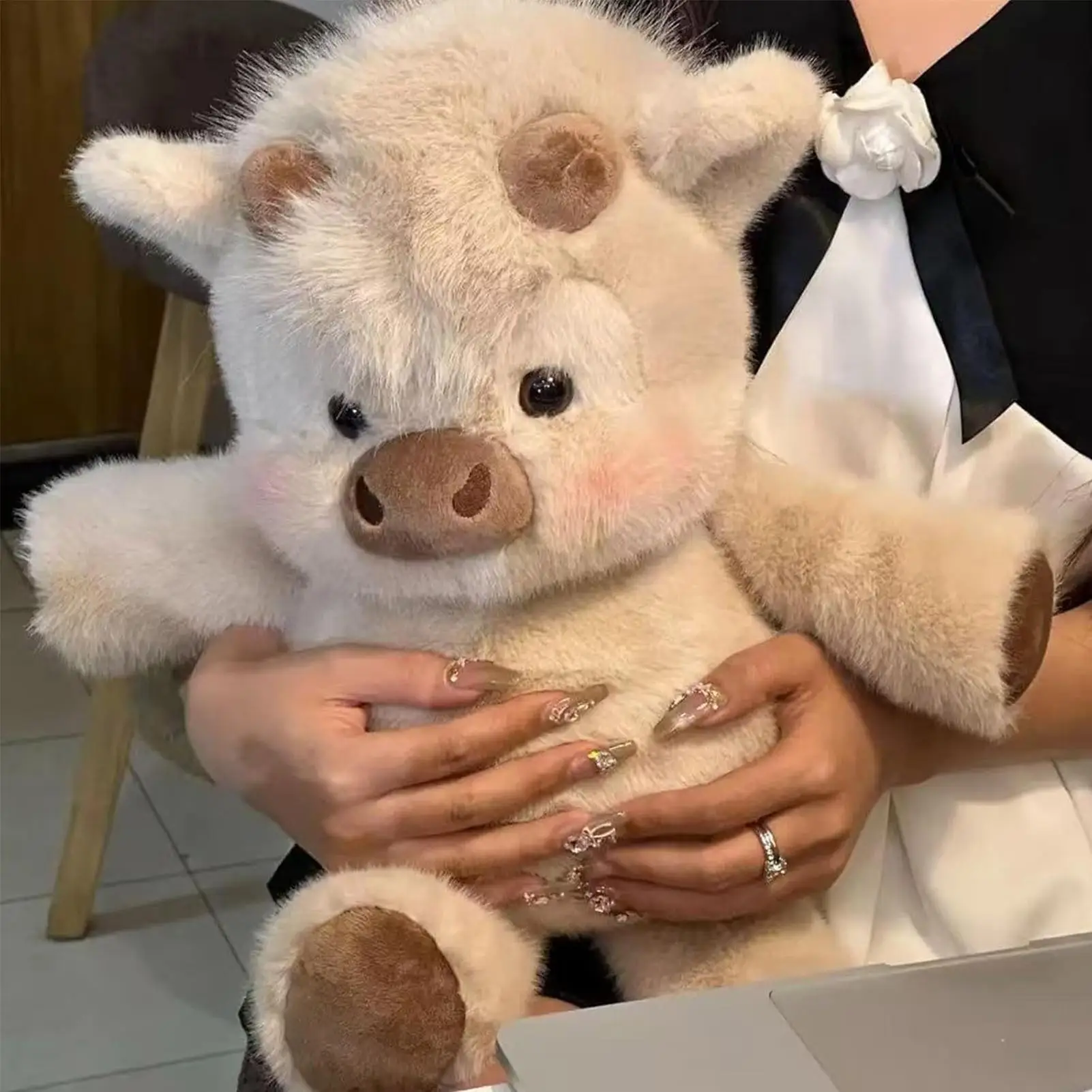 

23.6Inch Plush Animal Cuddly Soft Bedtime Soothing Plush Cow Animal Running Doll for Boys Girls Teens Friends Girlfriend Couples
