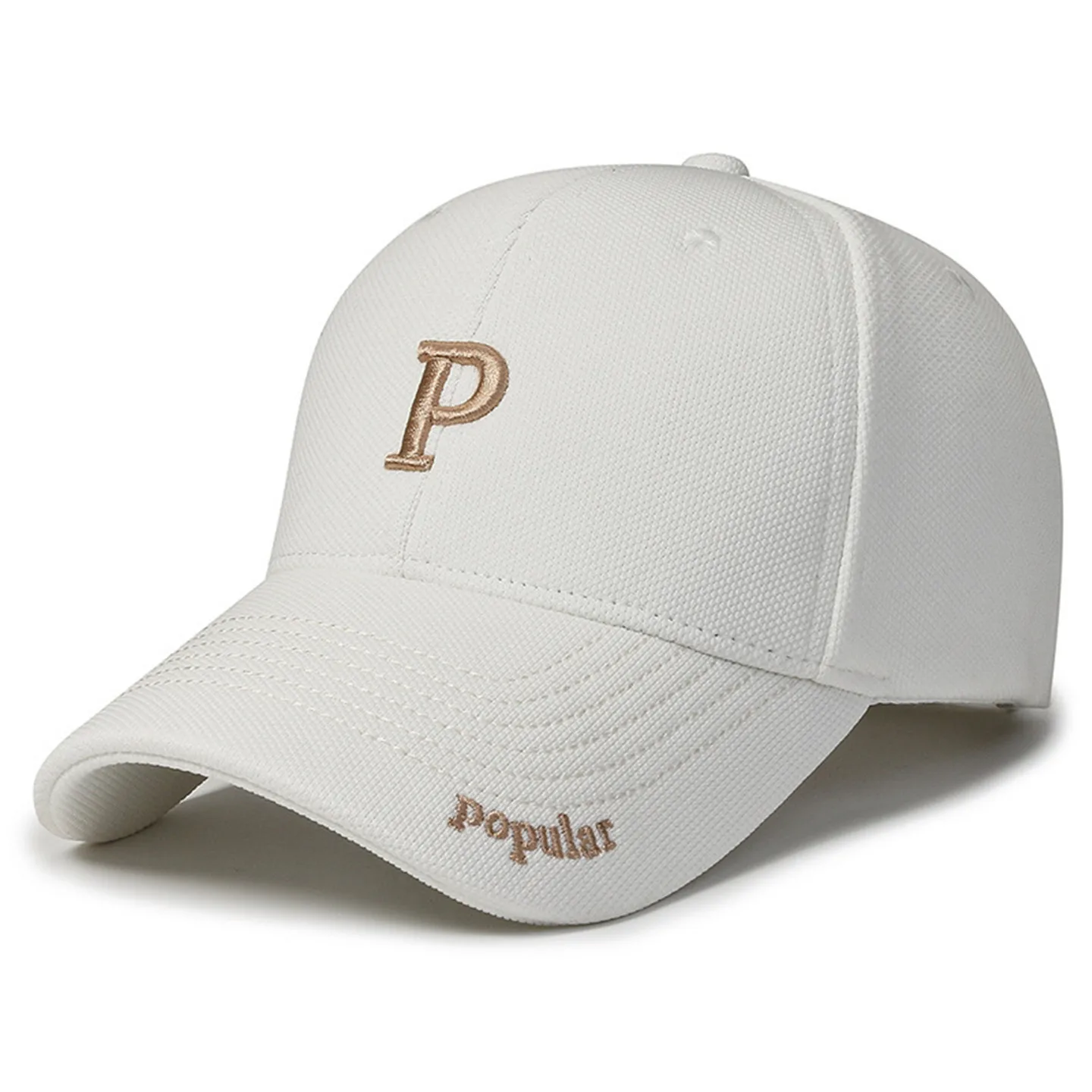 Spring Season Unisex Letter P Baseball Cap Outdoor Sunshade Adjustable Hard Top Face Slimming Deep Crown Trendy Duckbill Hat