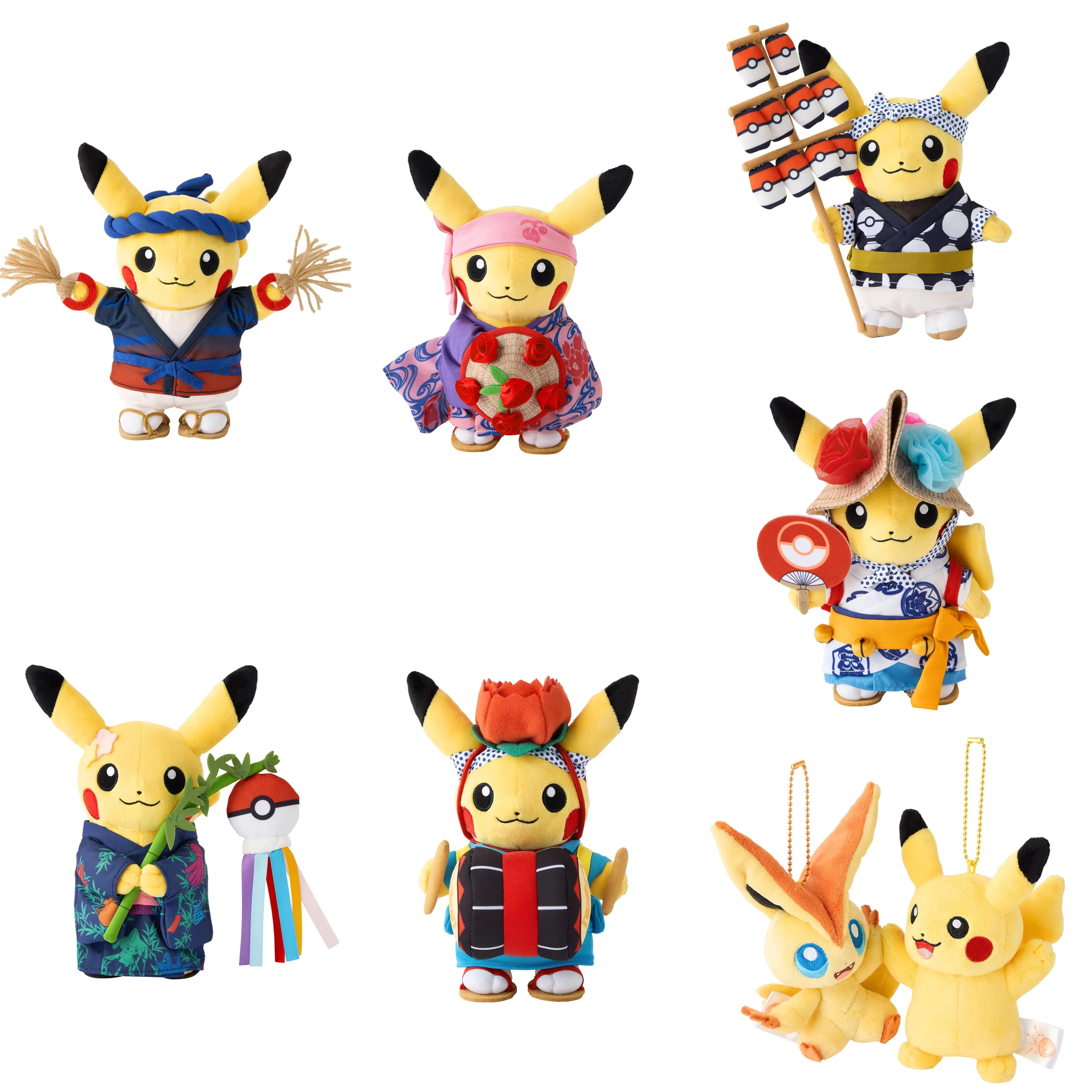 porte-cles-en-peluche-pokemon-serie-sendai-nebuta-tanabata-sansa-odori-waraji-hanagasa--souvenir-et-cadeau-de-collection