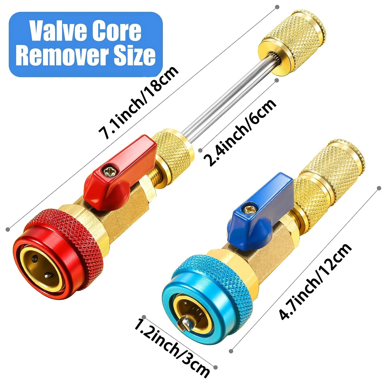 R134A R1234YF valve core kit, copper aluminum alloy high and low pressure maintenance tool, valve quick removal installation kit