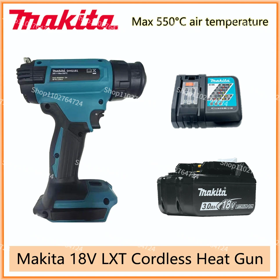 Original Makita DHG181 18V Cordless Heat Gun Max 550°C 200L/Min Lithium Battery High Power Portable Heat Shrink Film Baking Gun