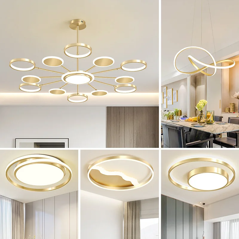 Living room chandelier, modern simple lamp set, atmospheric Nordic light luxury restaurant light, Internet celebrity personality