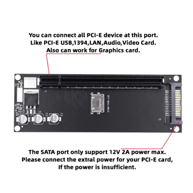 

Адаптер A19E-2X Pcie — SFF-8611, адаптер Oculink SFF-8611 — Pcie PCI-Express 16X 4X с портом питания SATA