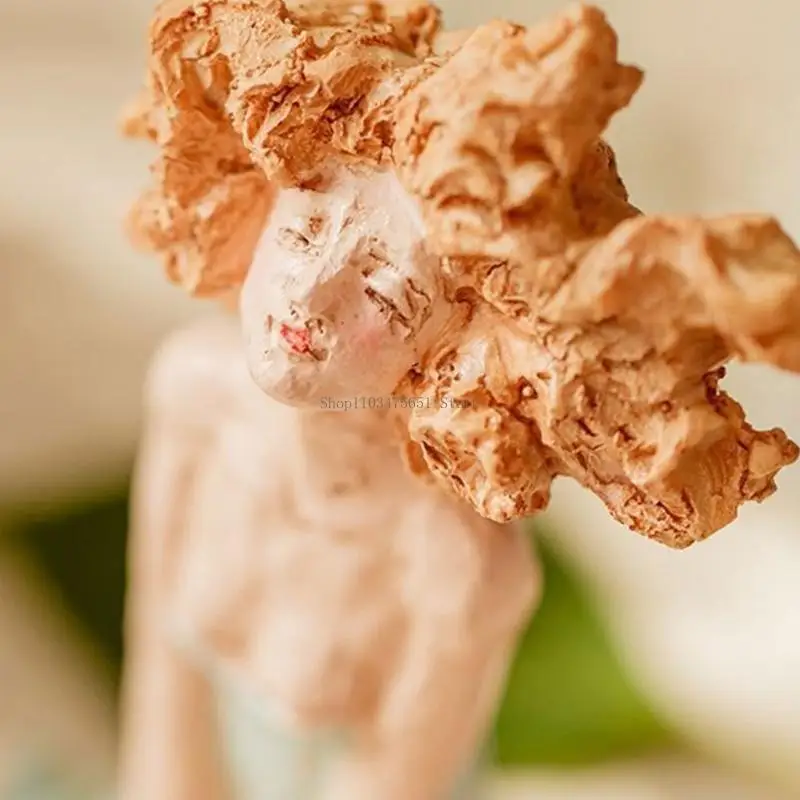  Resin Seated Girl Decors Figurine for Bedroom Entryway Display
