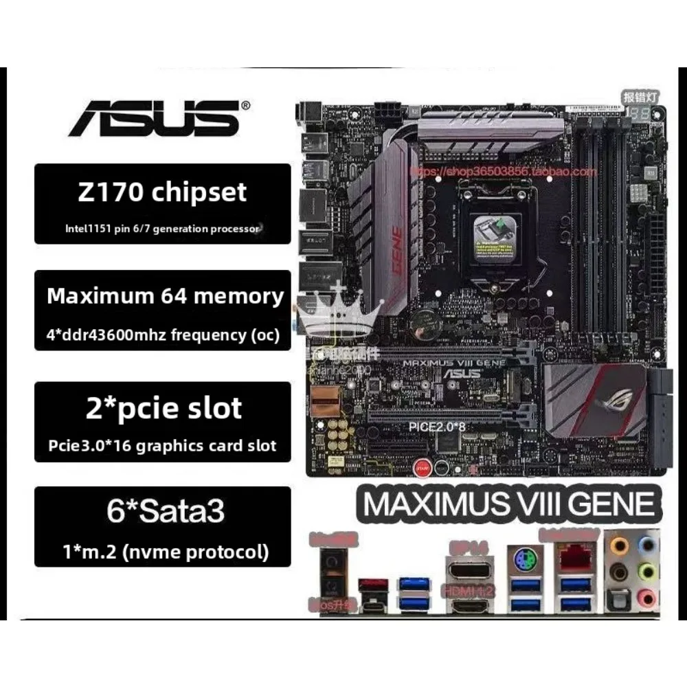 

Материнская плата ASUS ROG MAXIMUS VIII GENE Intel Z170 LGA 1151 DDR4 64 ГБ с поддержкой i3-7300 i5-7600 i5-6400 i3-6300 процессора M.2 USB3.1 Micr