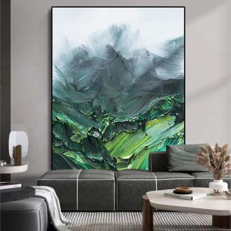 

Handmade Painting Abstract Three-Dimensional Mountains Entrance Modern Minimalist Background Wall Large Custom Hanging