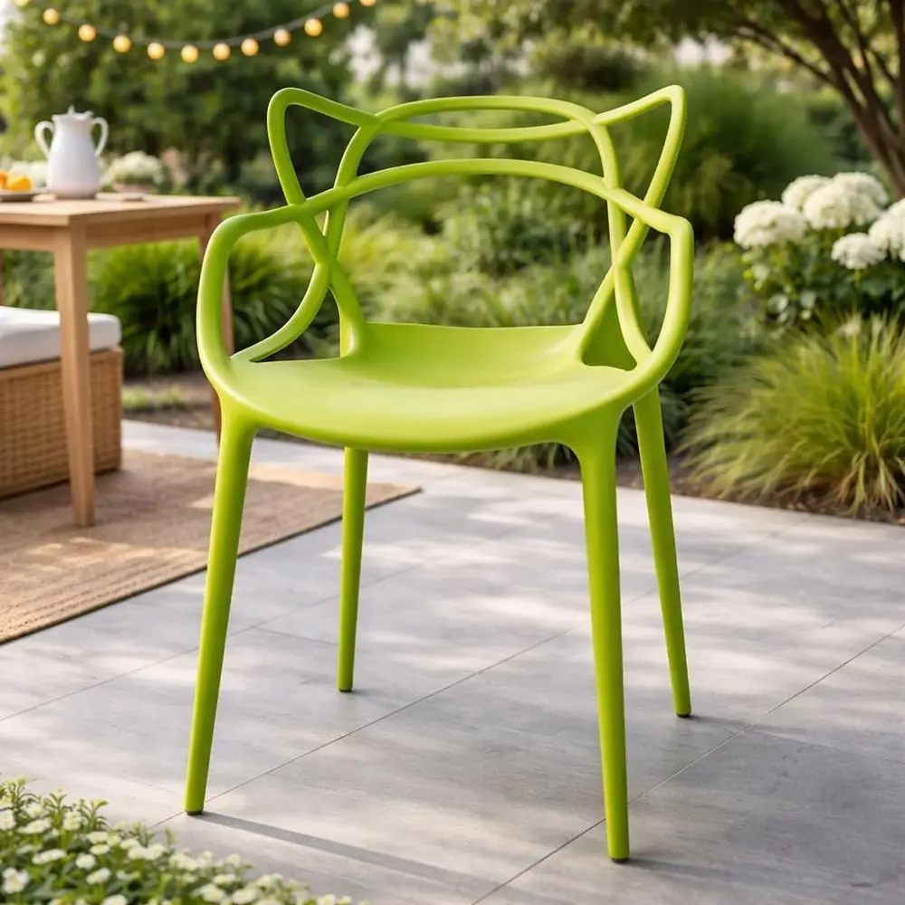 ern Dining Chair | Stackable Indoor or Outdoor End Side Chair | Weather Resistant Plastic or Kitchen, Patio, Restaurant, Yard, P