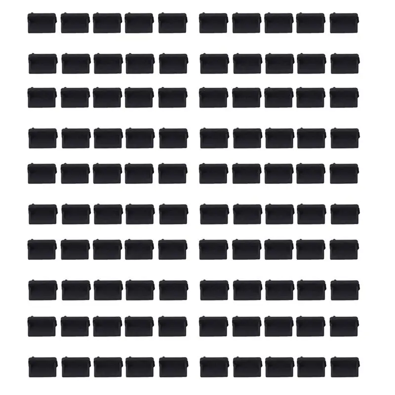 100 Pcs Silicone USB Port Plug Dustproof Plug Stopper Protection Cap Black