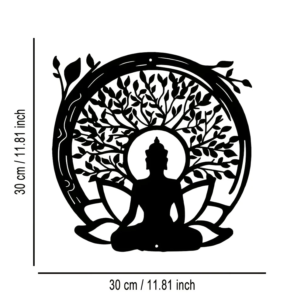 Bodhisattva Bless Metal Sign Art - Zen Buddhist Abstract Wall Decor for Meditation Room, Spiritual Peace Home Gift