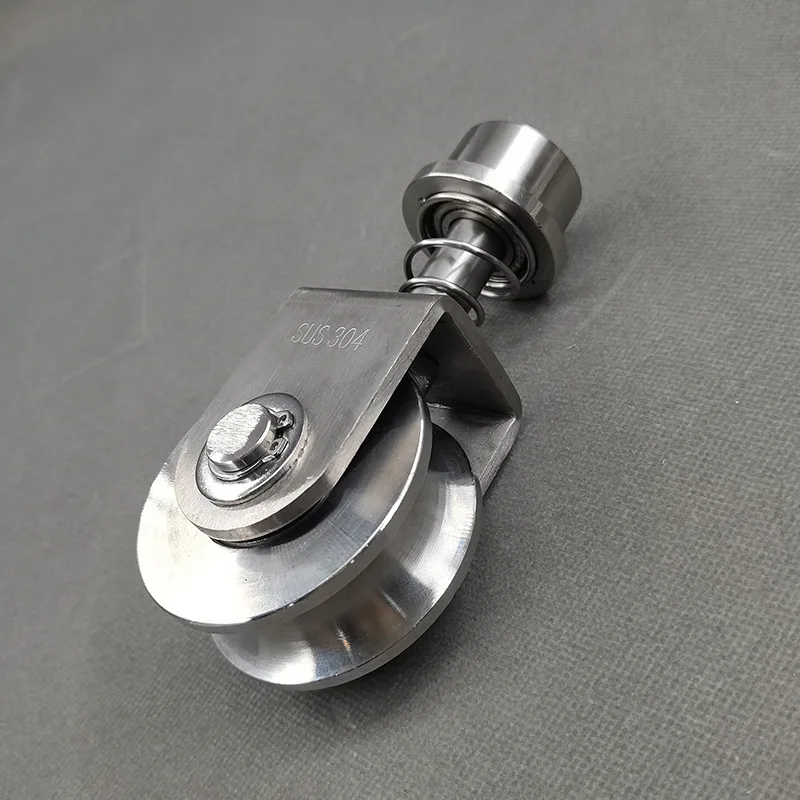 304 stainless steel rotating universal groove wheel spring shock absorption Courtyard mobile gate rail wheel  U/V/H slot pulley