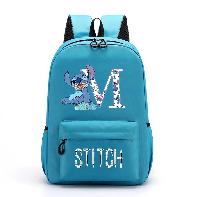 Lilo & Stitch Girls Boys Backpack Knapsack Student School Bags Letter A-Z Cartoon Anime Leisure Travel Bag Kids Birthday Gifts