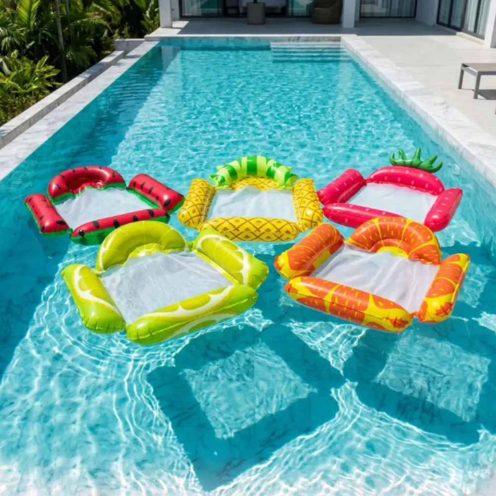 Mesh Seat Inflatable Pool Hammock Fruit Pattern Foldable Water Hammock Durable Non-Slip Material Pool Float Swimming Pool