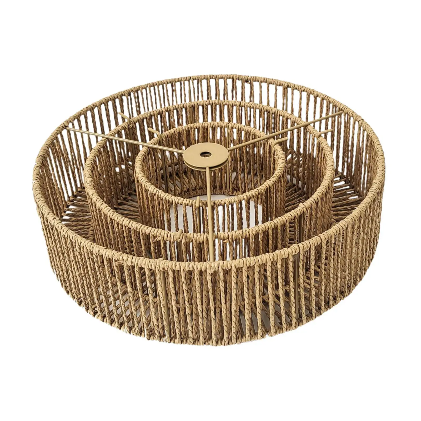 Boho Woven Replacement Lamp Shade Decorative Cage Hanging Lampshade Retro Chandelier Cover For Living Room Bedroom Cafe
