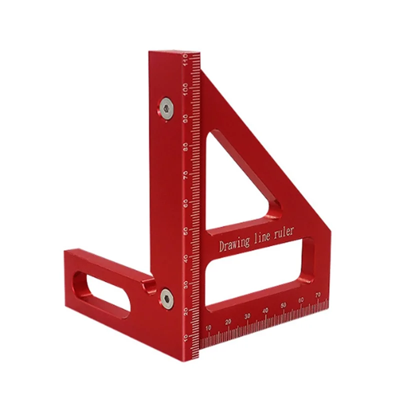 

Woodworking Square Protractor Aluminum Alloy Miter Triangle Ruler Layout Measuring Tool for Engineer Carpenter -Red