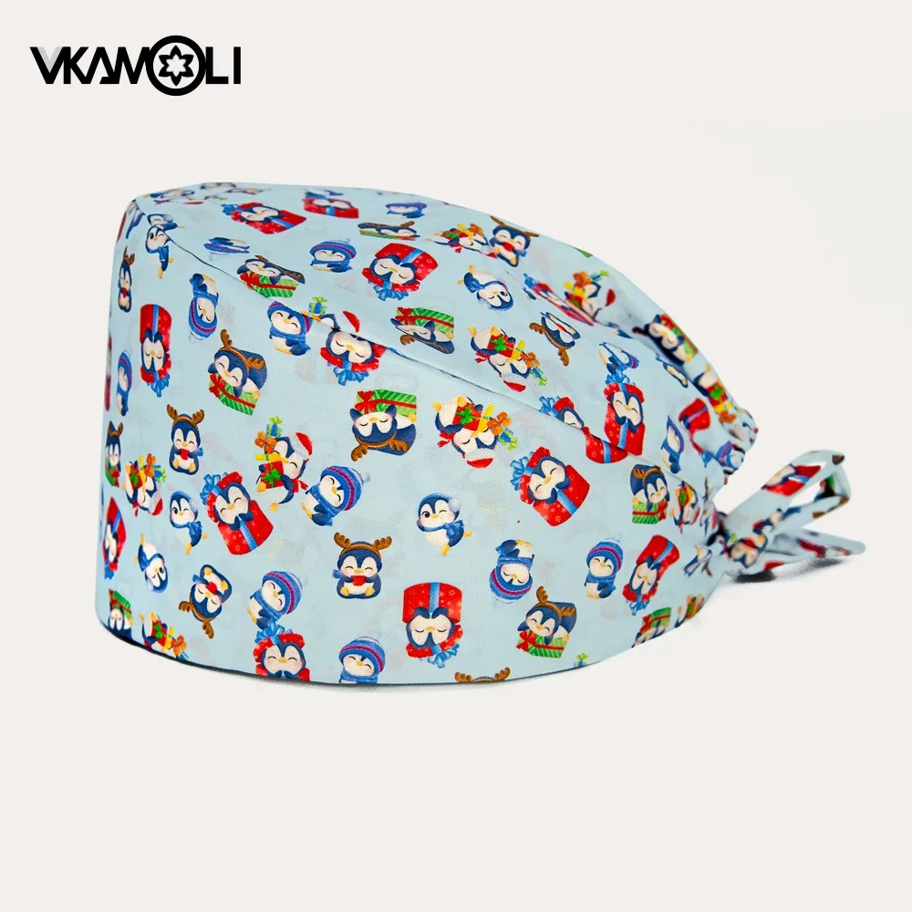 christmas gift cartoon anime surgical cap medical scrubs cap nursing women hats and man Christmas cap pet shop scrub hat