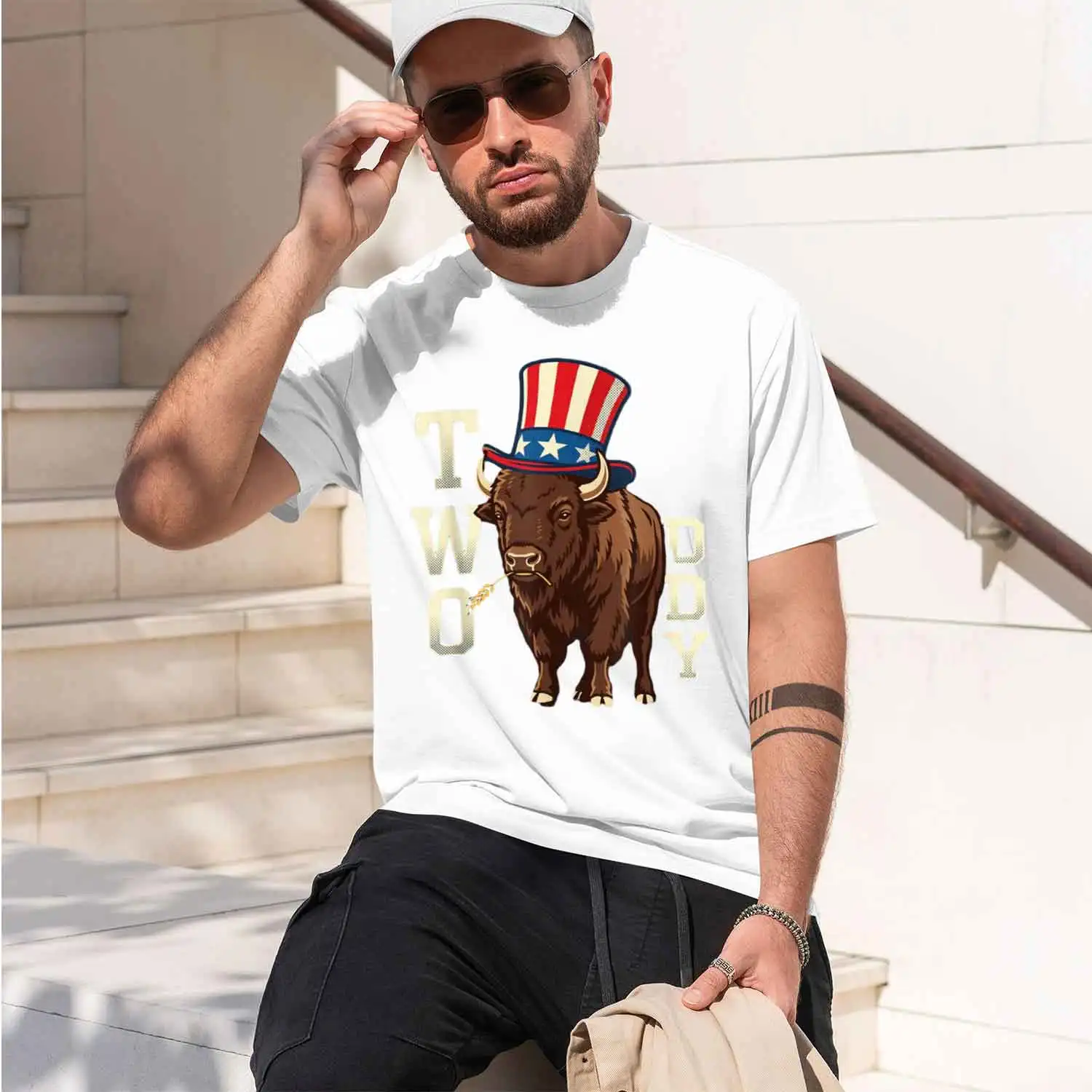 Two Fiddy Bison 250Th Anniversary 250 Years T-Shirt Summer Short-Sved Breathable Sweat-Wking Versatile Trendy T-Shirt 2026 New M