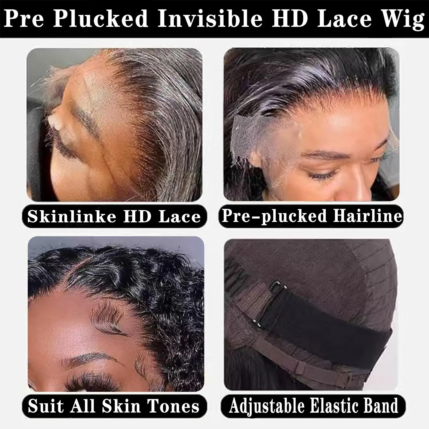 Deep Wave 13x4 Lace Frontal Bob Wig 200% Density Brazilian Pre Plucked Virgin Hair 100% Human Hair Wigs #1B lnvisible Lace Wigs image 4
