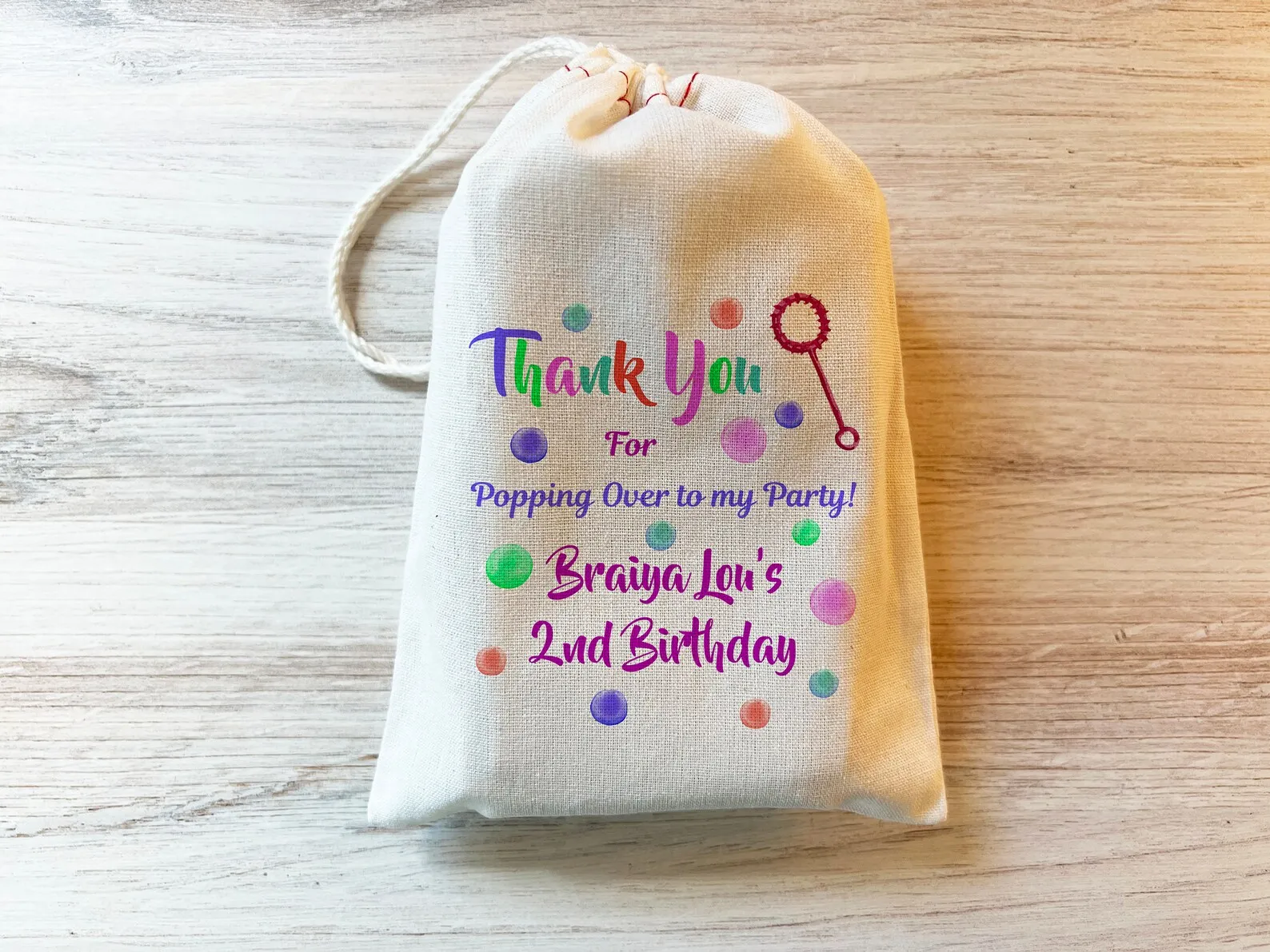 

20PCS Bubble Thank You Gift Party Favor Bag. Drawstring Bubbles Birthday Bubble Personalized custom Cotton