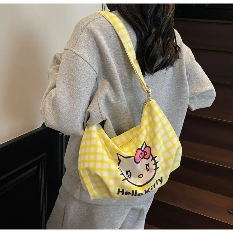Kawaii Hello Kitty Sanrio Student Cartoon Large Capacity Handbag Children Storage Bag Zero Wallet Birthday Gift for Girls