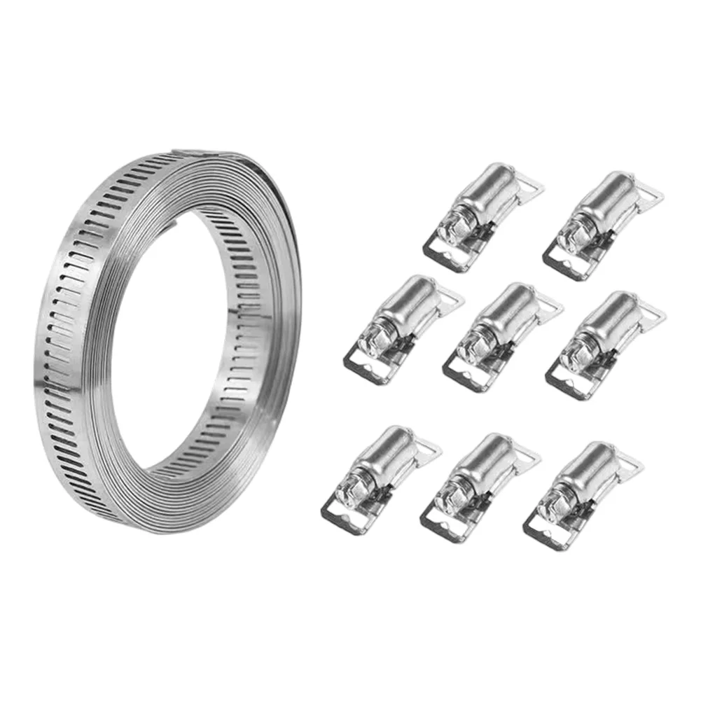 Flexible Hose Clamps Adjustable 4-meter Stainless Steel W/perforated Tape Clamp For Water Gas Coolers Automotive Pipeline Fixing