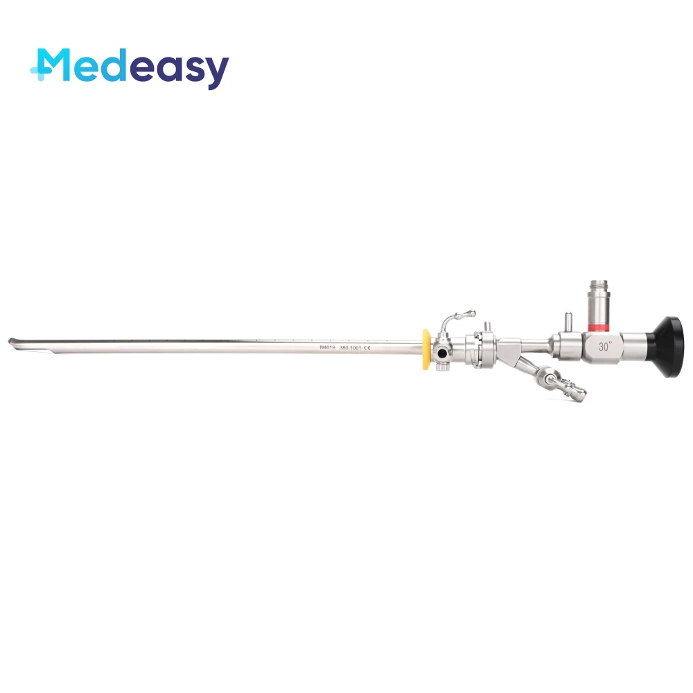 Urology Surgical Instruments Rigid Cystoscope 4mm 30 Degree Set with Endoscope Bridge Double Channels , Sheath and Obturator