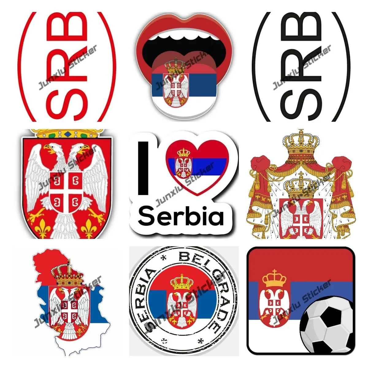 Serbia Falg Round Motorcycle Helmet Sticker Serbia Country Code SRB Creative Car Decals Scratch-Proof Exterior PVC Accesorios