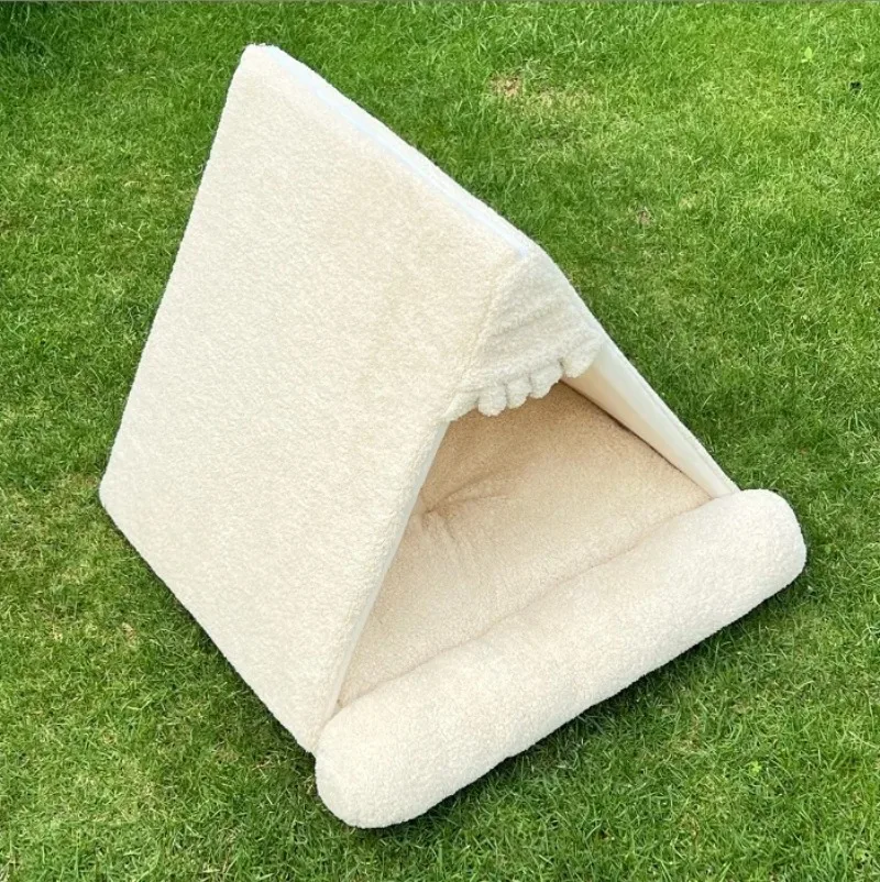 

Cotton dog bed, foldable and washable tent bed or cat indoor/outdoor home play pet supplies