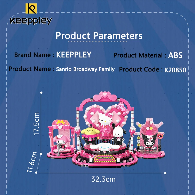 Keeppley Blocos de Construção para Meninas Sanrio Broadway Família Cantando Dançando, Modelo de Montagem de Desktop, Decoração Brinquedos, Presente Infantil, Novo