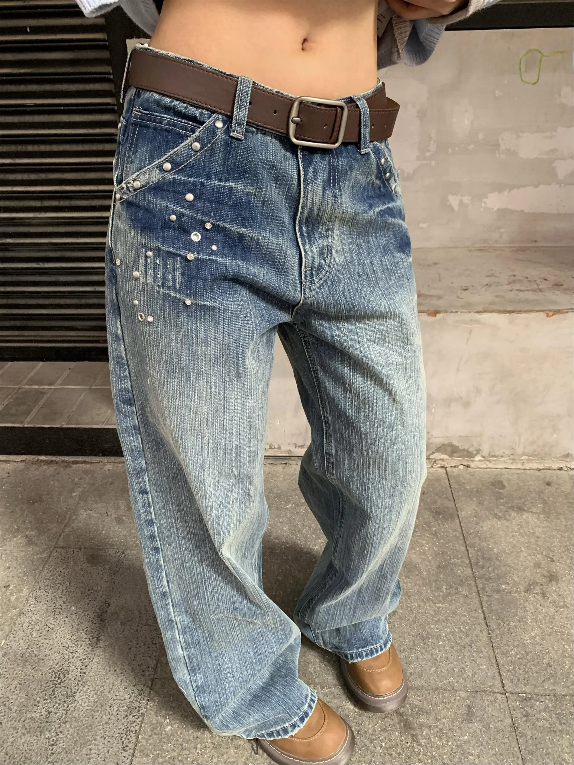 

Американские джинсы с дистанционным управлением Crt, широкие женские джинсы прямого кроя, дизайн небольшой партии, Sense Water Wa, бамбуковая секция