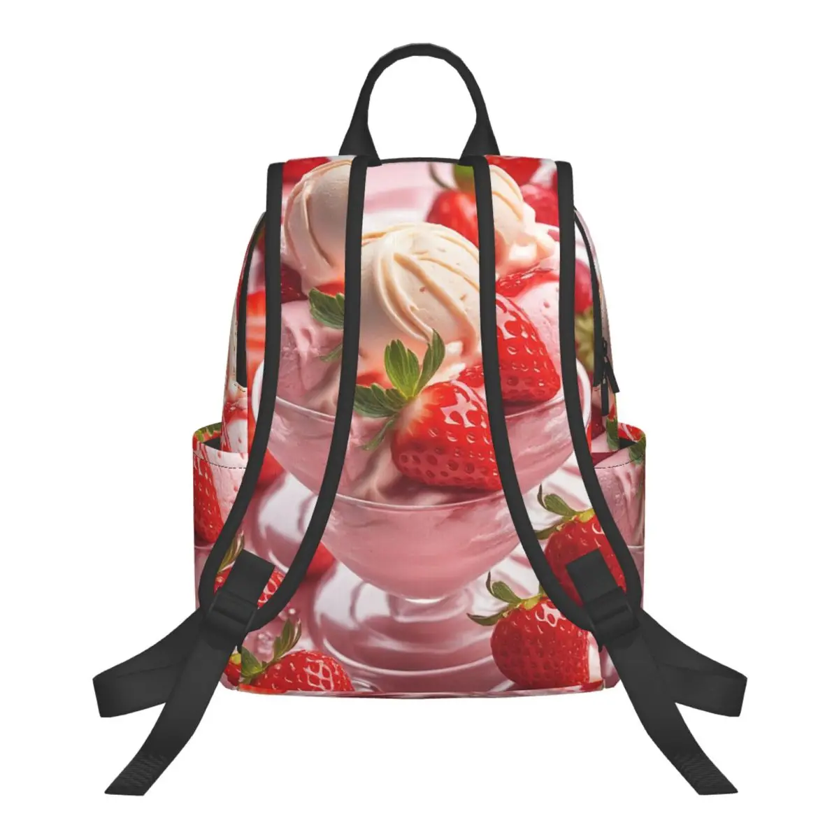 Strawberry Ice Cream Student Backpack School Bag Hiking Travel Daypack for Men Women Bookbag Shoulder Bags