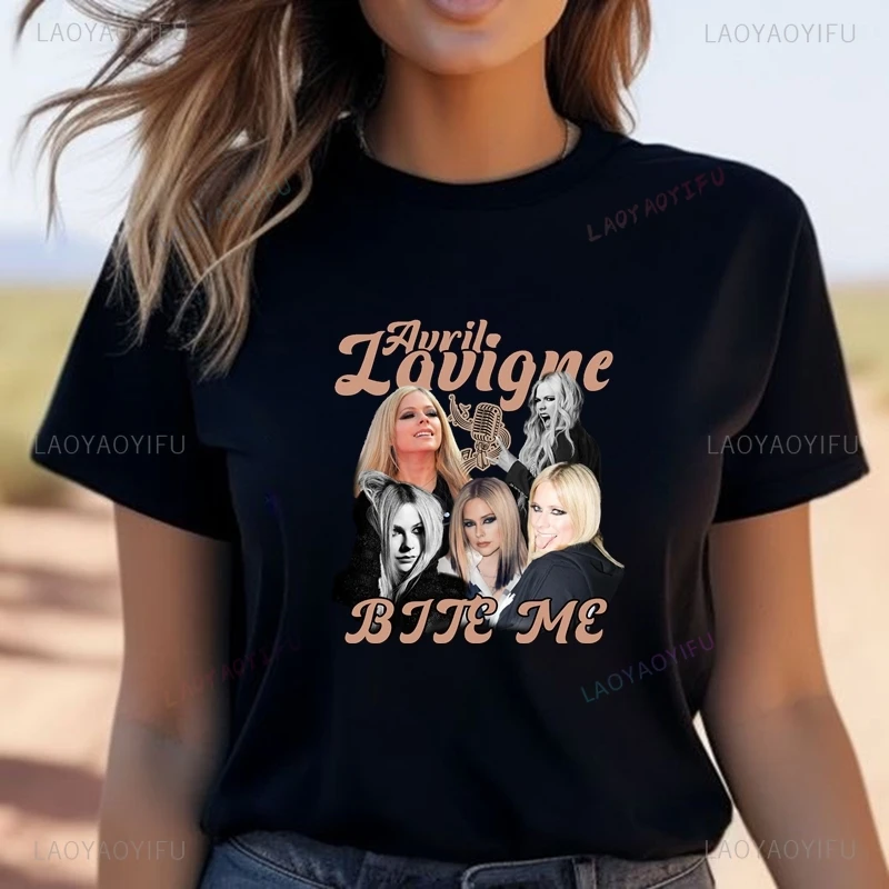 

Famous Avril Ramona Lavigne Classic Poster Fashion Print Shirt for Women, New Casual Everyday Wear, Cotton T-shirt for Women