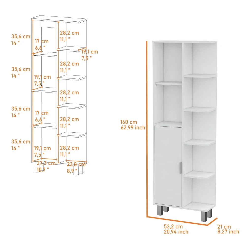 White 9-Shelf Linen Cabinet
