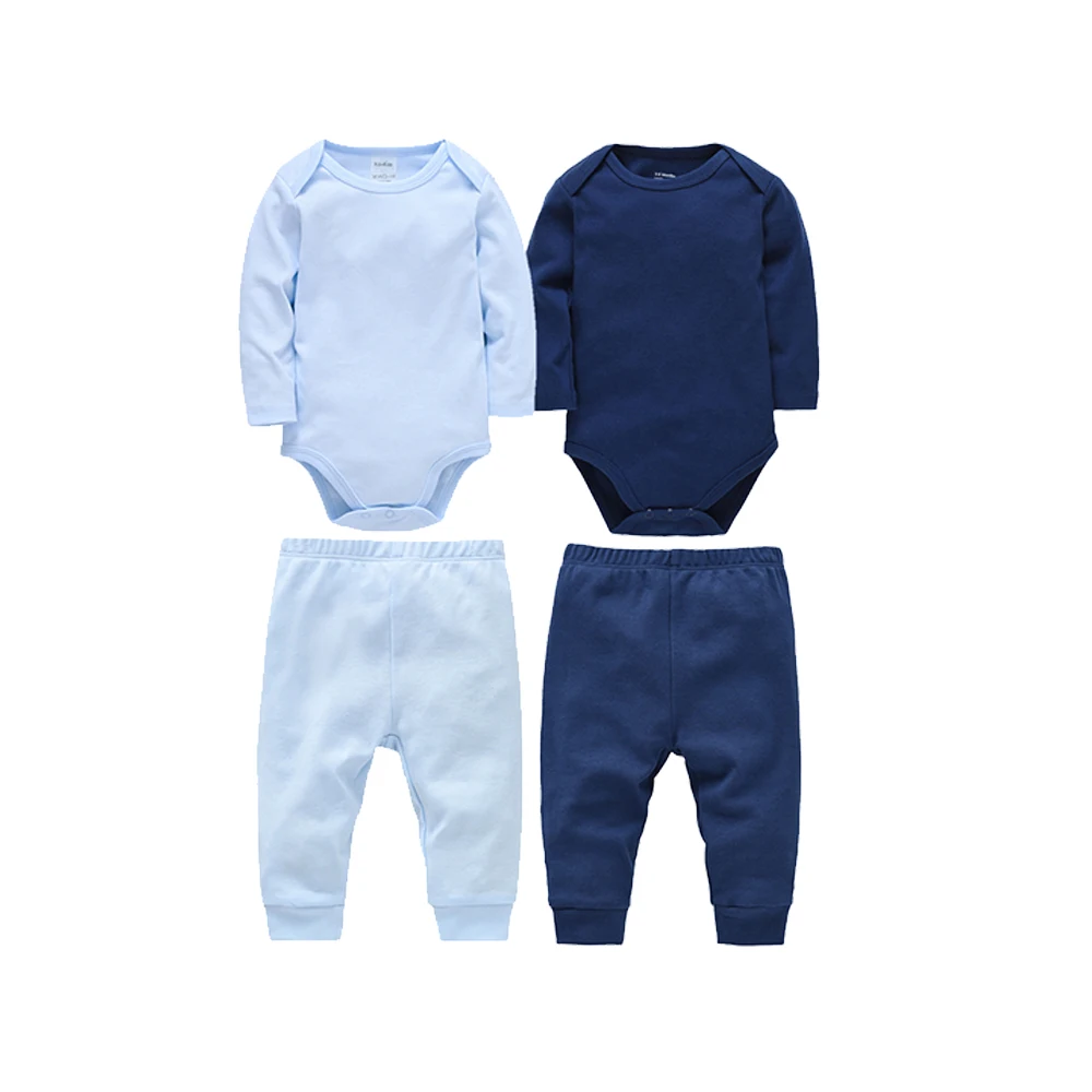 4 Pcs/set Baby Boys Clothing Set 100% Cotton Baby Romper+Pant Newborn Bodysuit Trousers Blank Legging Kids Clothes For 0-24 M