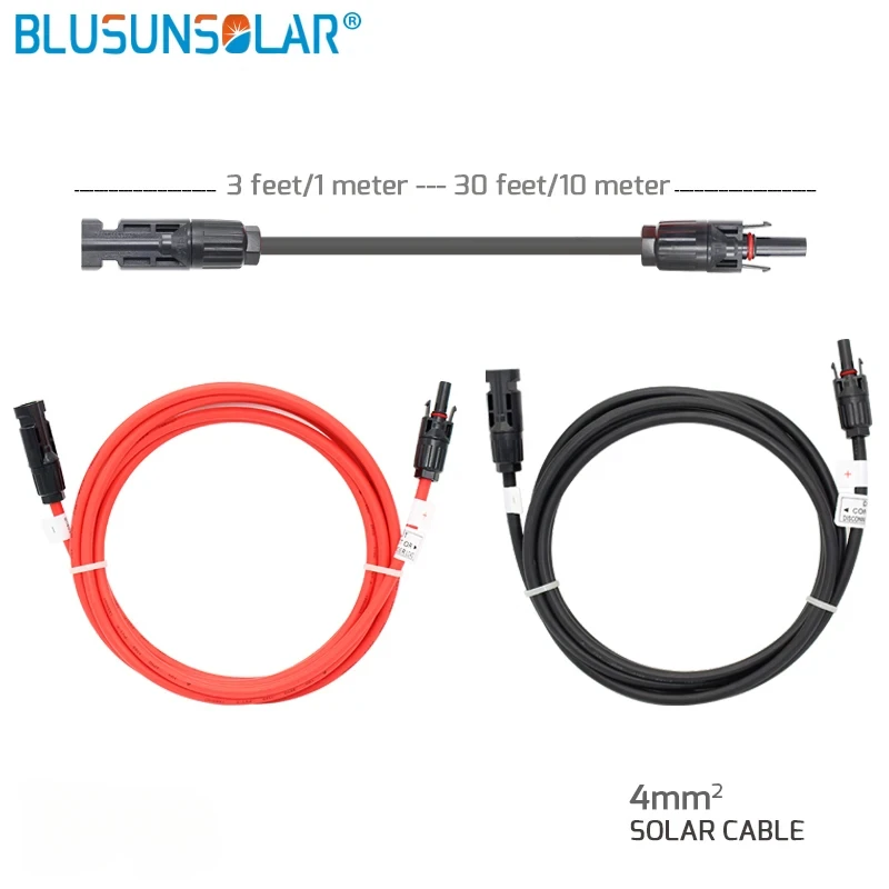 

LEADER 1Pcs 1-5Meters Black/Red Power Solar Extension Cable 4.0mm2/12AWG with PV DC Connector in Solar Panel System FreeShipping