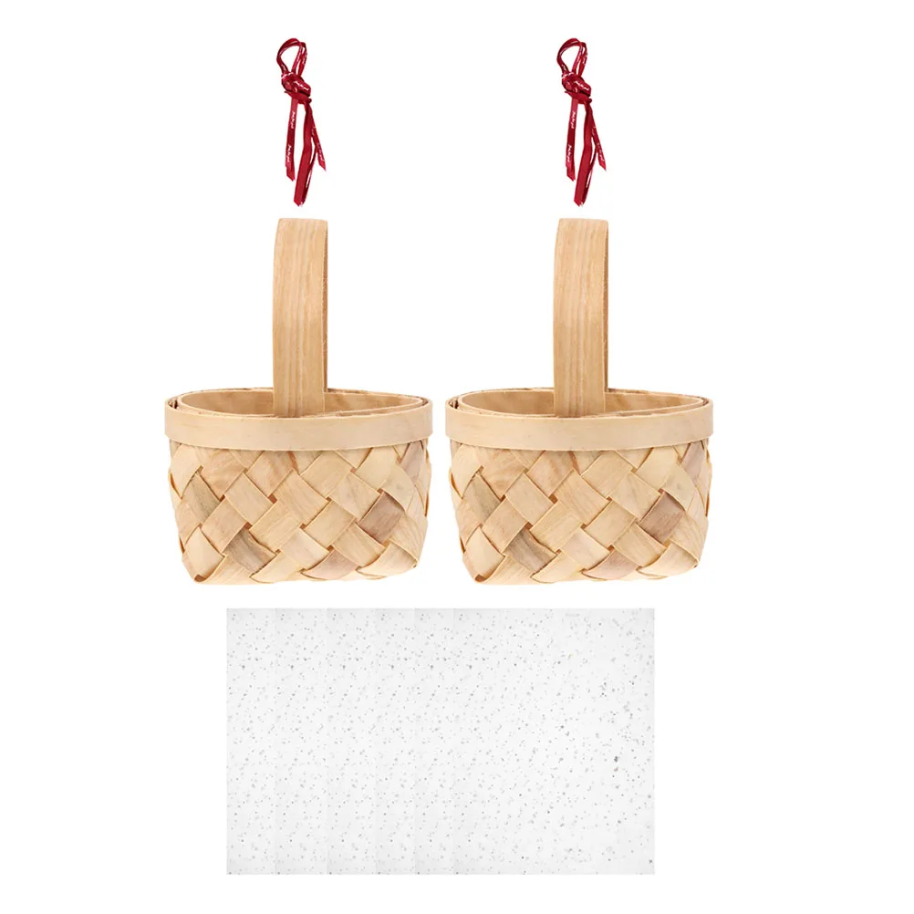 

2pcs Mini Candy Baskets Handheld Wicker Storage Safe Portable Wedding Birthday Decorative Household Multi-function