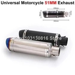51MM Motorcycle Carbon Fiber Exhaust Pipe Escape Left & Right Tail Muffler DB Killer For NMAX155 ER6N R15 FZ6 PCX125 DUKE FZS150
