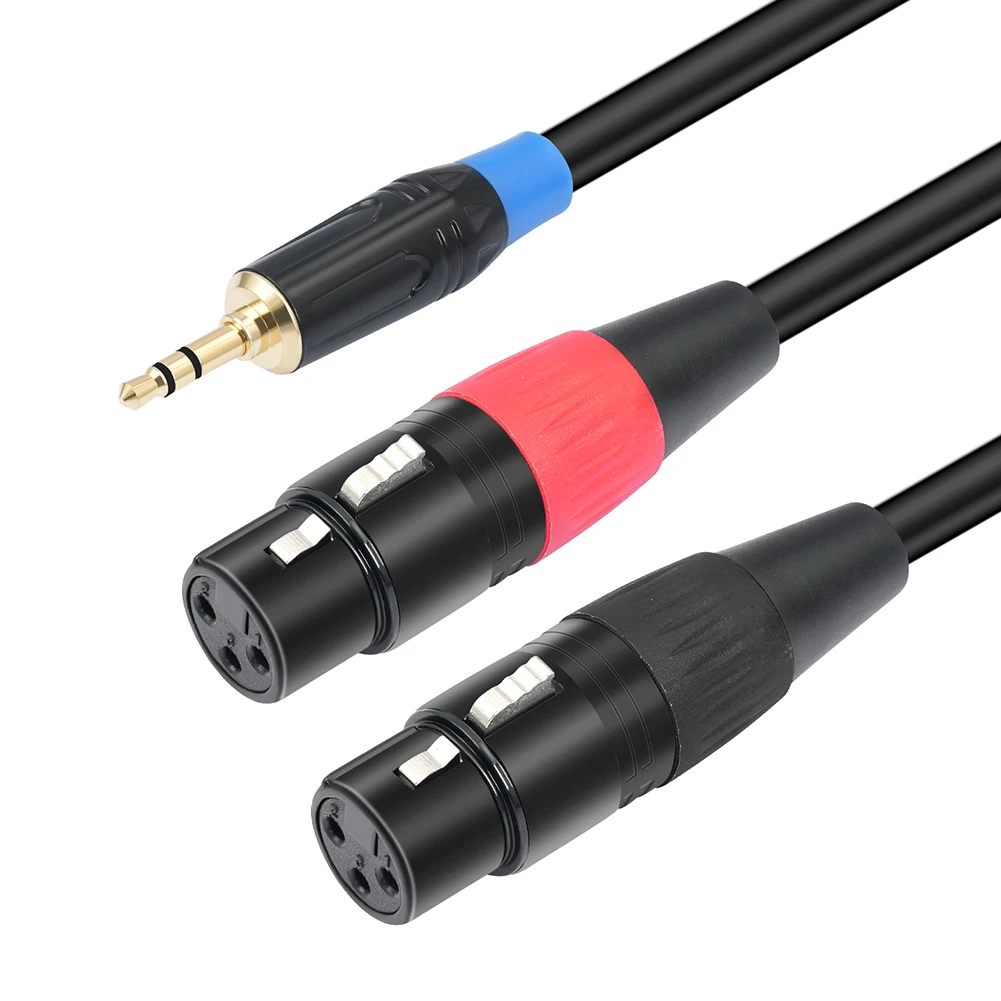 1/2/3M 3.5mm To Dual Female XLR Y-Splitter Cable Male To Female 3.5mm To Dual XLR Breakout Y Splitter Cable Gold-Plated Plug