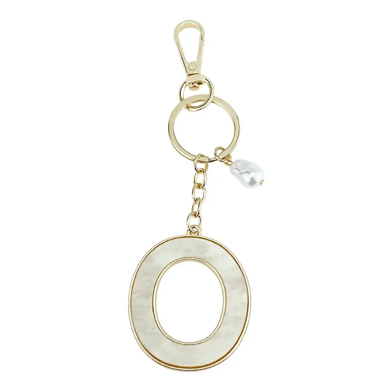 A-Z Initials Keyring Couples Metal Pendant with Pearl
