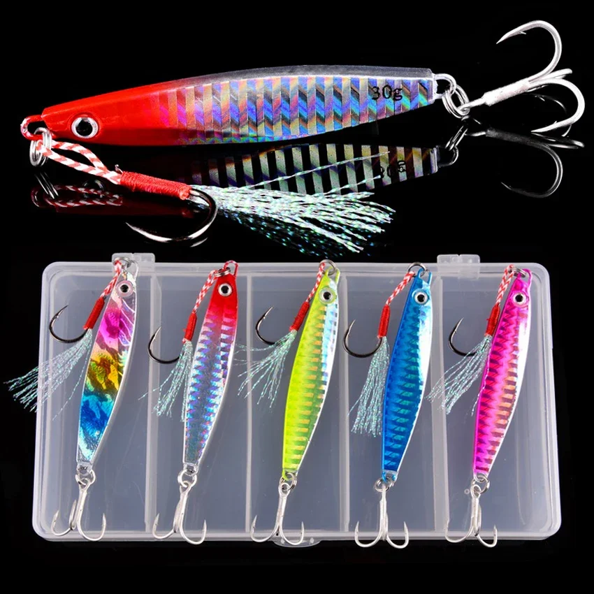 5Pcs 7g 12g 17g 22g 30g 40g Shore Slow Jigging Metal Jig Spoon Lure Bass Spinner Japan Fishing Tackle Lot Bait Pesca Saltwater