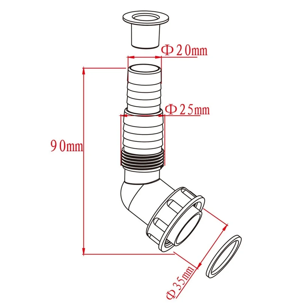 White PP Sink Drain Connector Multi Size Adapter for Dishwasher Water Purifier Steamer Washing Machine Drain System