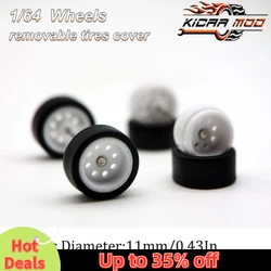 1/64 RLC Premium Wheels with Rubber Slick Tires for Hot Wheels Raguna Model Car Refitting Parts D:11mm (1 Set)