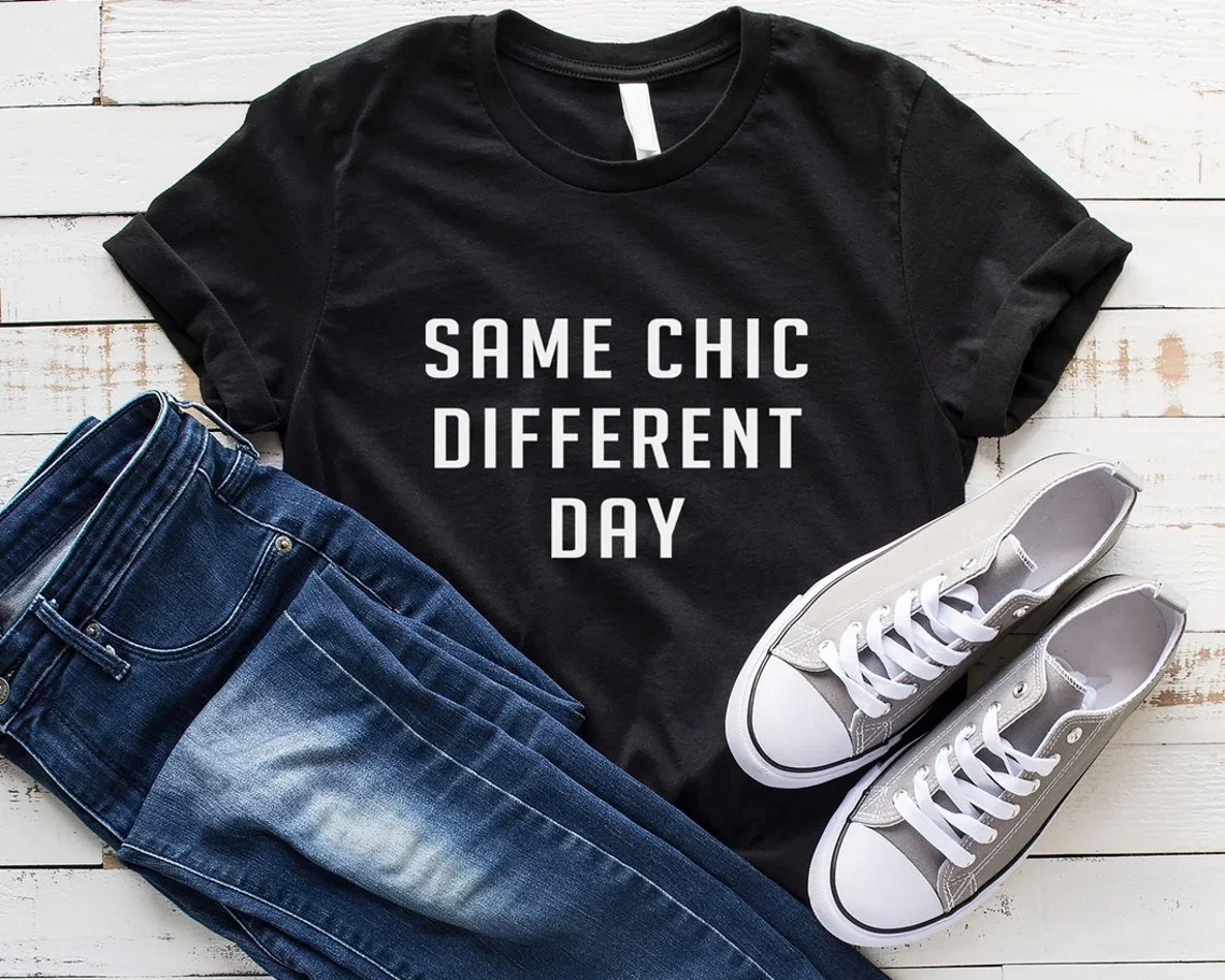 Skuggnas Same Chic Different Day Funny Graphic T-shirt Tumblr Clothing Short Sleeved Fashion Cotton t shirt Unisex Casual Tops