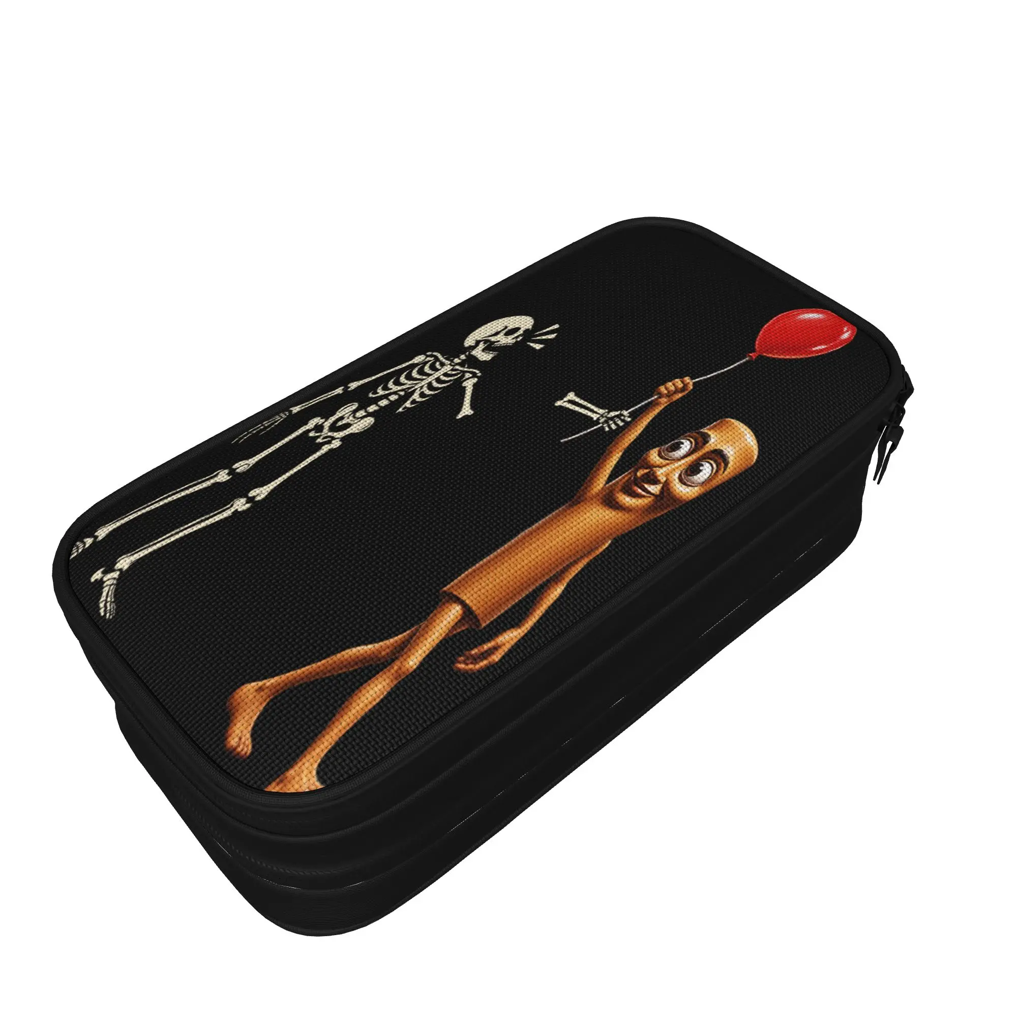 Tung Sahur Skeleton Balloon Dark Humor Creepy Halloween Pencil Case University Pencil Box Boy Zipper Retro School Pencil Cases